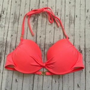 Victoria's Secret VS Womens Twist Front Halter U/W Bikini Top Size 34C Pink